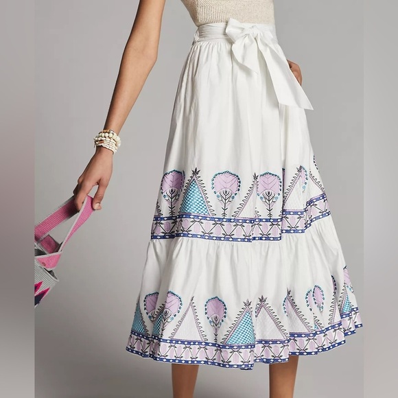 Anthropologie Magda Embroidered Midi Skirt - Picture 2 of 9